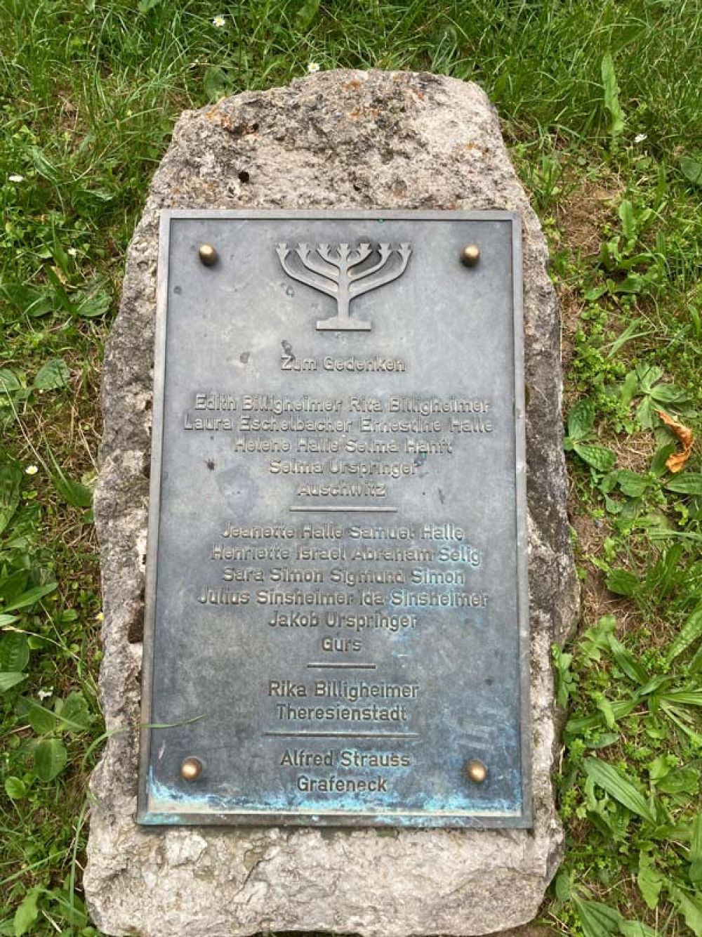 Inschrift Erinnerungsstein im Schlossgarten Hardheim